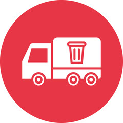 Garbage truck glyph circle icon