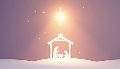Naklejka premium Minimalist Nativity Scene with Star on Soft Background