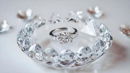 a ring in a crystal bowl

