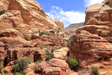 Typical landscape and rock forms in Dana Biosphere Nature Reserve National Park, Jordan