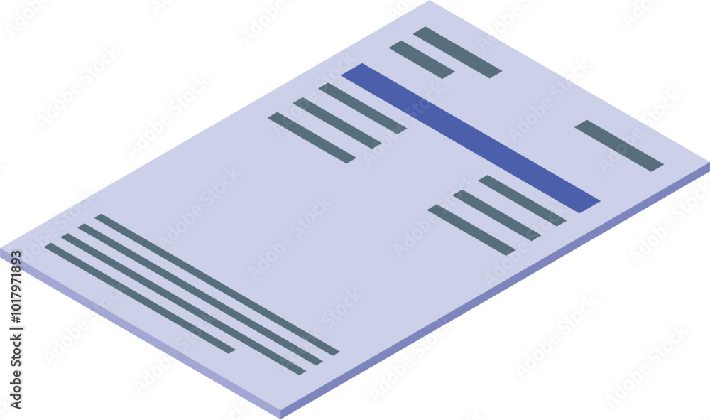 Poster simple vector illustration of a document with a blue stripe, suggesting data or important informatio