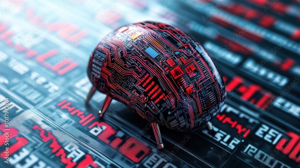 Poster futuristic cybernetic neural interface merging technology and mind