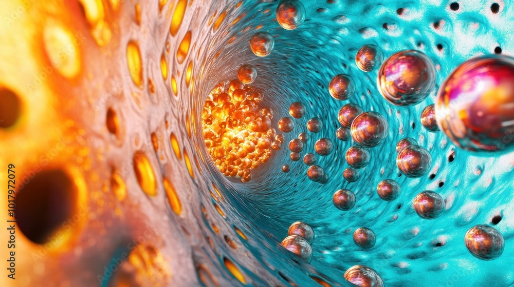 Leinwandbilder exploring the intricacies of molecular structures in a vibrant microscopic environment
