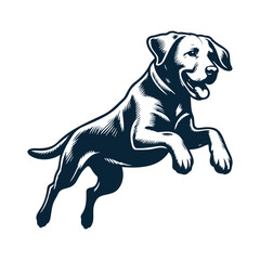 Labrador Retriever jumping pose vector outlines silhouettes on white background, neat and clean vector silhouettes for your design