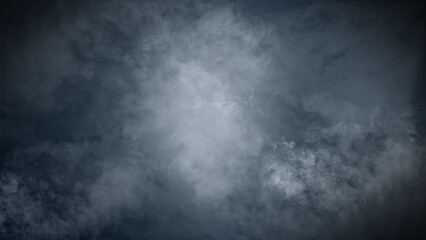 A black background with smoke and steam. The smoke is thick and dark, and the steam is rising from the ground