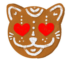 Ginger cookies cats are delicious pastries for Christmas and New Year. A series of festive food art