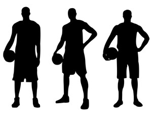 3on3 basketball player silhouette,three-on-three basketball vector