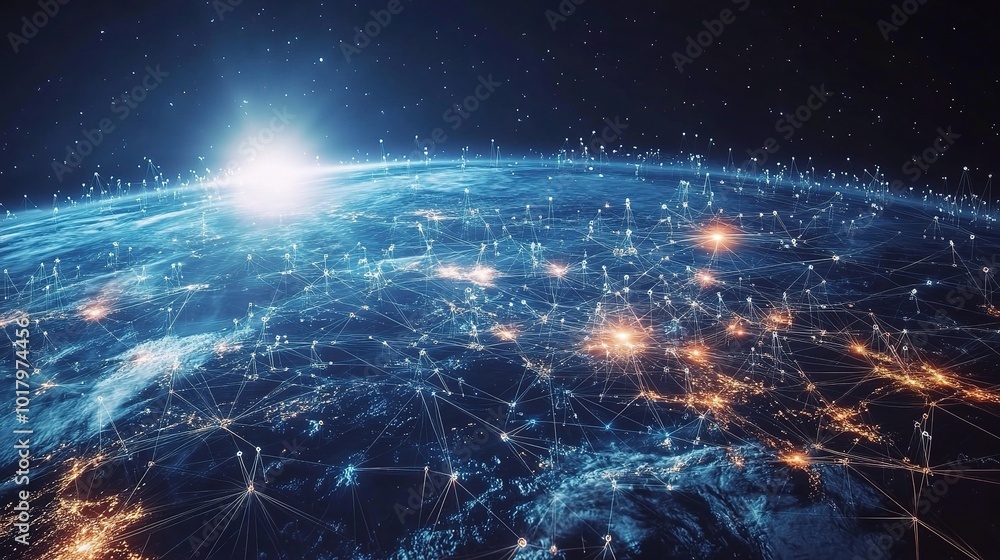 Aufkleber global connectivity and networking in digital world