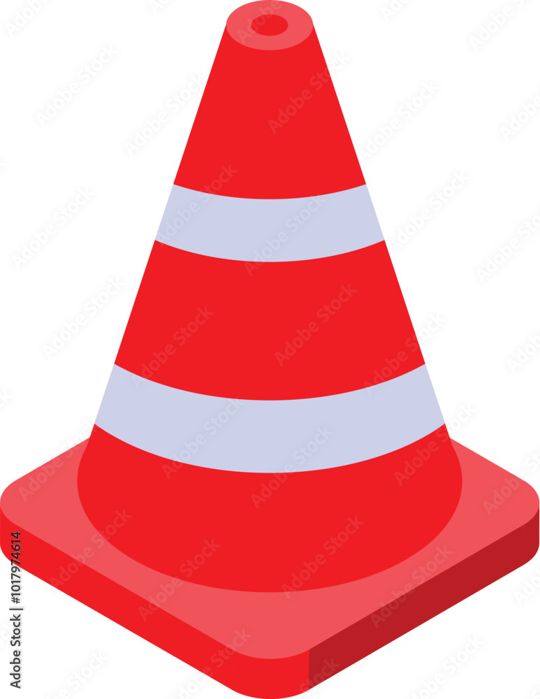 Aufkleber red traffic cone with white stripes standing on a square base is an essential element for ensuring s