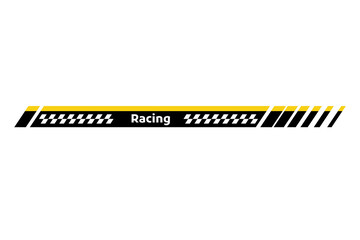 Car race stripe. Automobile identity. Vehicle marking element for transport modifying. Speed line, racing tuning strip or car sticker. Vector illustration isolated on white background