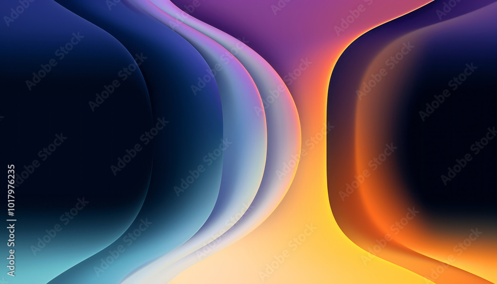 Aufkleber abstract colorful wavy shapes wallpaper. modern curvy background with motion effect. generative ai