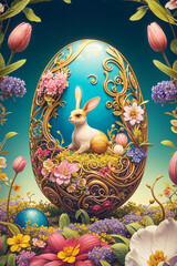 easter bunny with eggs