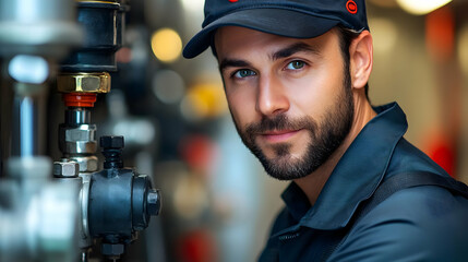 A technician working on industrial machinery, showcasing expertise.