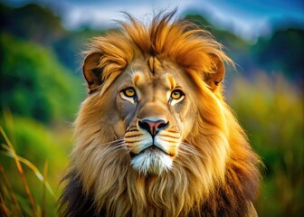 Fototapeta premium Majestic Lion Symbolism Representing Strength, Courage, Leadership, and Authority in Nature and Culture