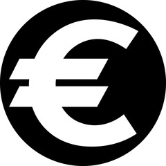 Euro currency sign icon flat design. European euro currency vector suitable for Web Page, Mobile App. Finance, European, Money, Symbol, Currency, Wealth, Banking isolated on transparent background.