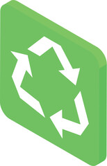 Green square recycle icon showing recycling symbol with arrows, great for eco friendly projects