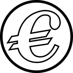 Euro currency sign icon linear design. European euro currency vector suitable for Web Page, Mobile App. Finance, European, Money, Symbol, Currency, Wealth, Banking isolated on transparent background.
