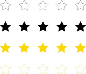 Stars collection. Star vector icons. Golden Stars isolated on white background. black stars on white background Vector illustration