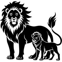 lion with family silhouette