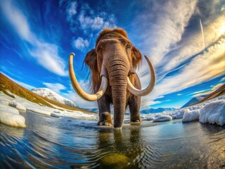 Obraz premium Majestic Mammoth Footage Capturing the Essence of Prehistoric Life in Stunning Natural Landscapes