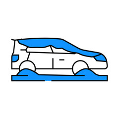 snow covered car winter season line icon vector. snow covered car winter season sign. isolated symbol illustration