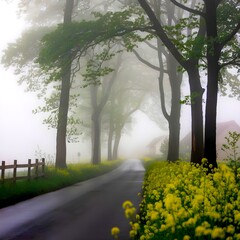 Fog in village 