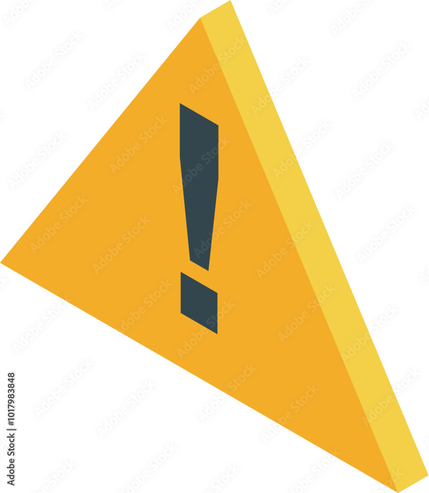 Poster yellow triangle warning sign showing danger with exclamation mark isometric icon isolated on white b