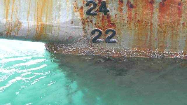 Draft mark of a cargo ship or vessel