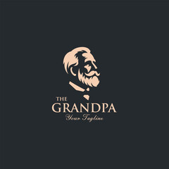 Elegant Vintage Grandpa Logo Design vector illustration