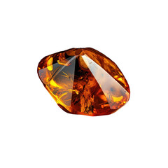 amber stone with natural inclusions on a transparent background