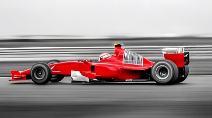Red race car speeding down the track.