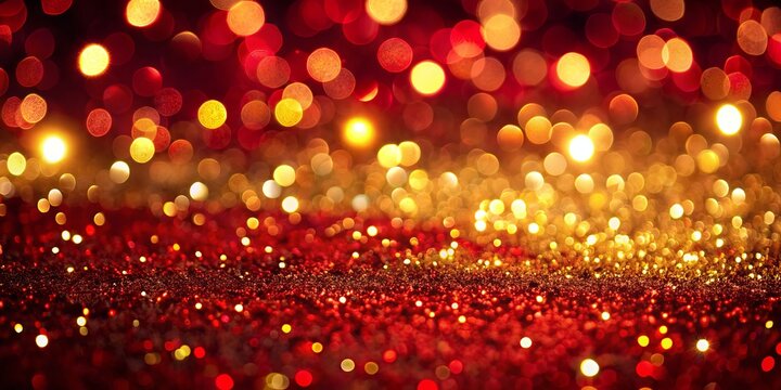 Shiny red elegance meets golden glitter in this captivating Christmas backdrop. Ideal for festive low light photography, it evokes a warm, joyful