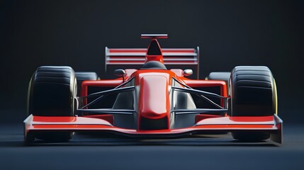 A red race car sits on a black track ready for a race.