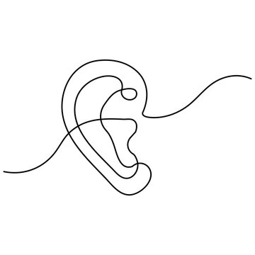 recommend clip art: Human ear icon  continuous one line drawing outline vector illustration 