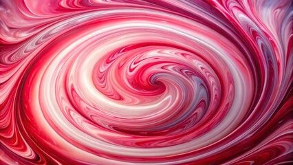 Abstract painting of pink and white swirl on red background
