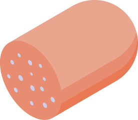 Sausage stick with white fat pieces, product from butcher shop, isometric view