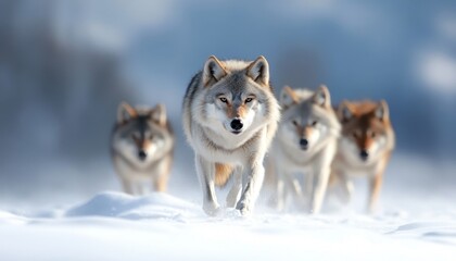 Fototapeta premium Wolf Pack in the Snow
