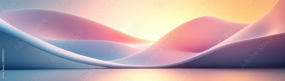 Poster a serene blend of soft colors and gentle curves, creating a calming abstract landscape that evokes t