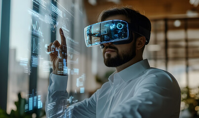 Futuristic Business Collaboration: AI-Driven Strategies, Augmented Reality Insights, Virtual Reality Simulations, and Holographic Financial Data for Smart Office Innovation