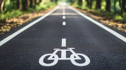  smooth asphalt road with bright white bicycle lane markings