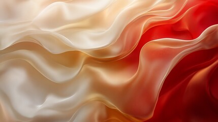 Obraz premium Red, white, and gold colors in an abstract composition with flowing shapes and textures.