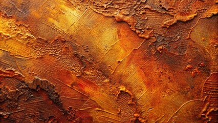 Abstract painting with textured brown and orange details