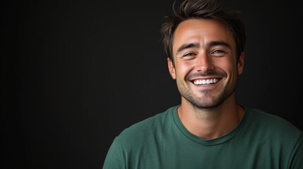 Obraz premium Portrait of a happy handsome man in a shirt with laughing