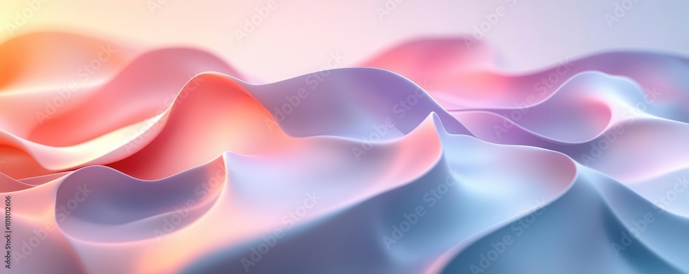 Poster A soft and flowing abstract fabric design featuring gradients of pastel colors, creating a serene visual experience.