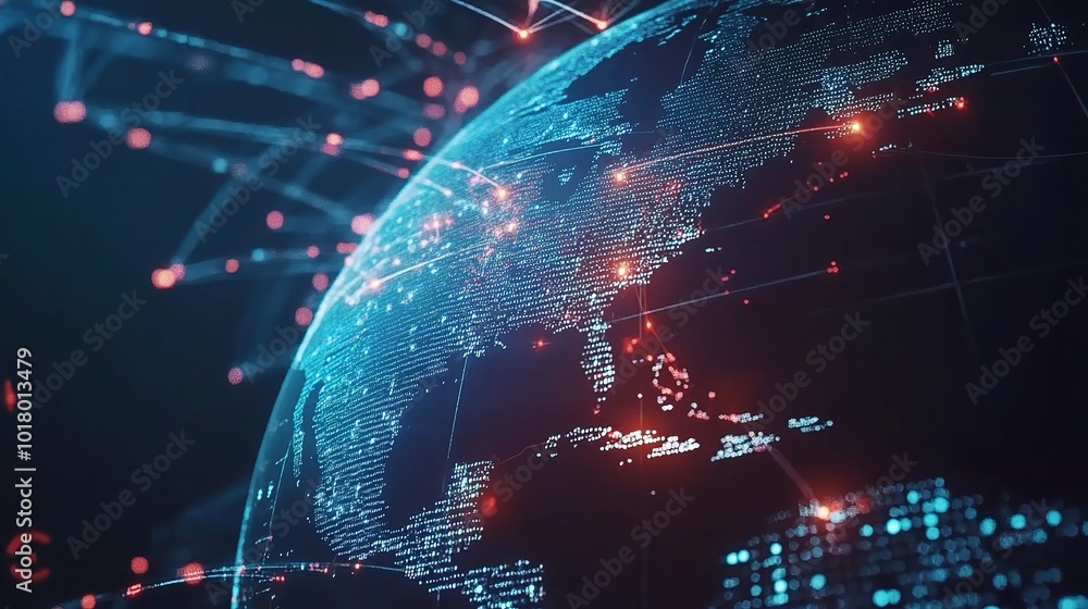 Poster global network connection with digital elements
