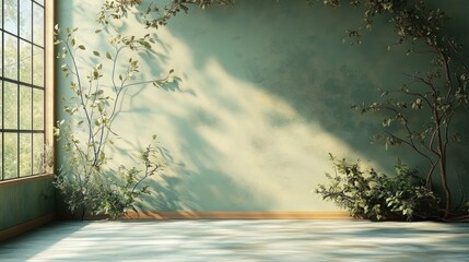 Empty Room with Greenery and Sunlight