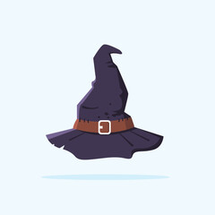 Halloween witch hat vector illustration isolated. Witch hat with buckle on white background. Design element for Halloween.