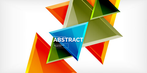 Abstract background - colorful triangles with 3d effect. Vector Illustration For Wallpaper, Banner, Background, Card, Book Illustration, landing page