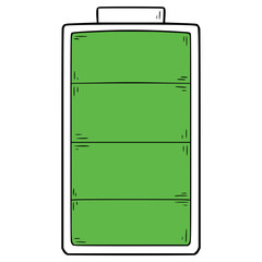 full battery level indicator illustration hand drawn isolated vector