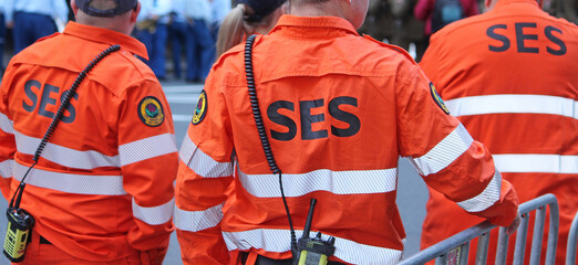 Sydney, NSW Australia - April 25 2021: Anzac Day March. A group of SES officers